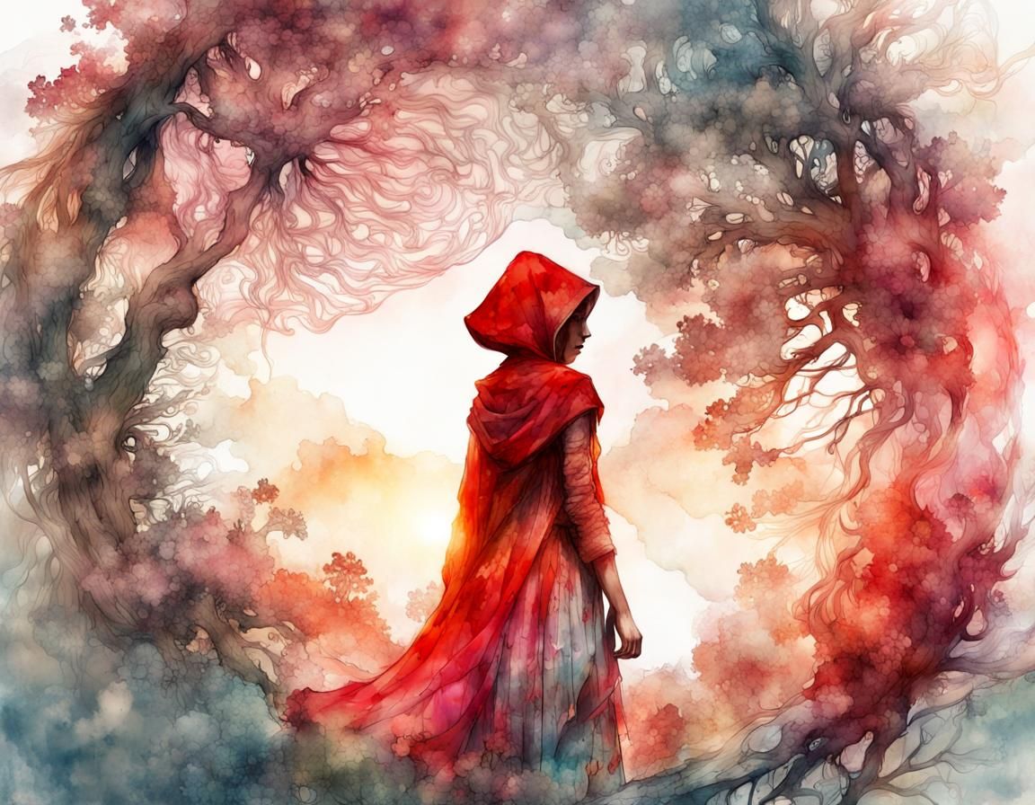 Red Riding Hood: Digital Watercolor Summerscape