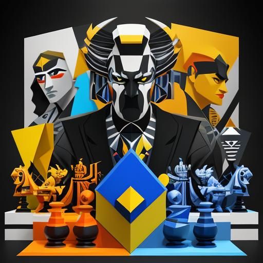 Micmac Chess Set in Cubist Art Deco Style