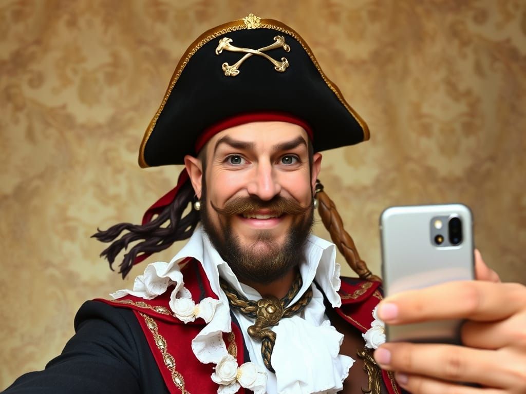 Handsome Pirate Selfie in Baroque Style