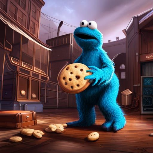 Detailed Matte Painting of Cookie Monster in 8K