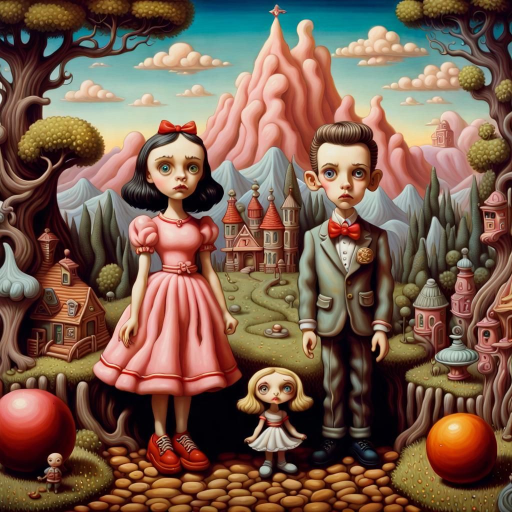 Pop Surrealist Claymation Landscape with Children