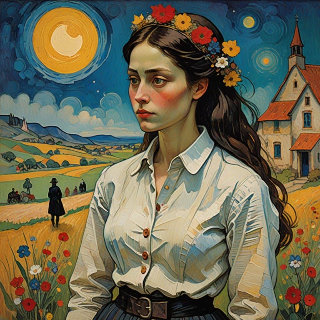 Sensual, Neo-Impressionist-Inspired Portrait of a Woman's Un...