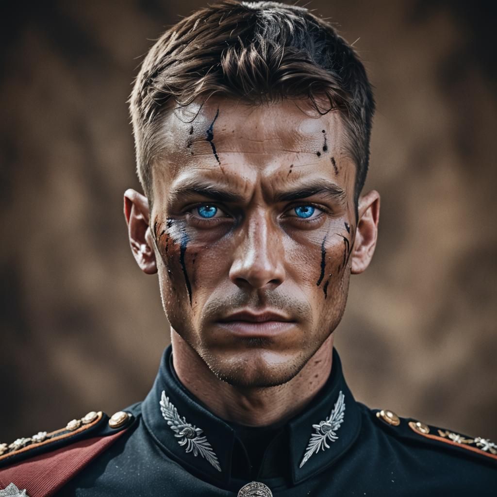 High-Resolution Portrait of a Scarred War Lord