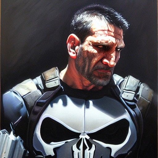 Punisher Portrait in Oil Painting Style