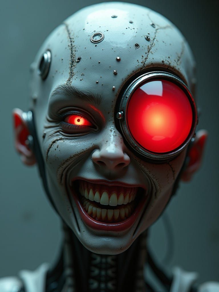 Cyborg Reveals Maniacal Grin in Futuristic HDR Scene