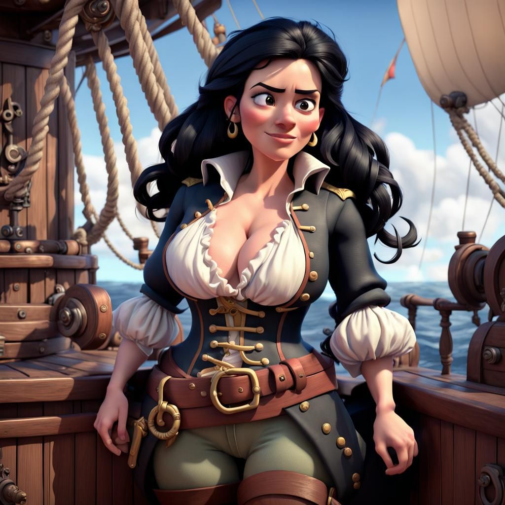 Pirate Captain with Bloated Stomach in Pixar Style