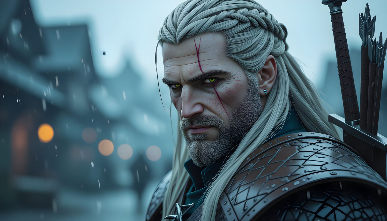 Hyperrealistic Geralt and Ciri in Cinematic Style