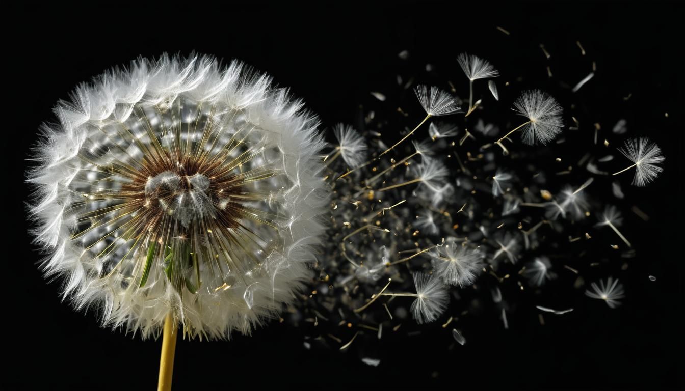 Dandelion Seeds in Chiaroscuro Lighting, Magical Realism