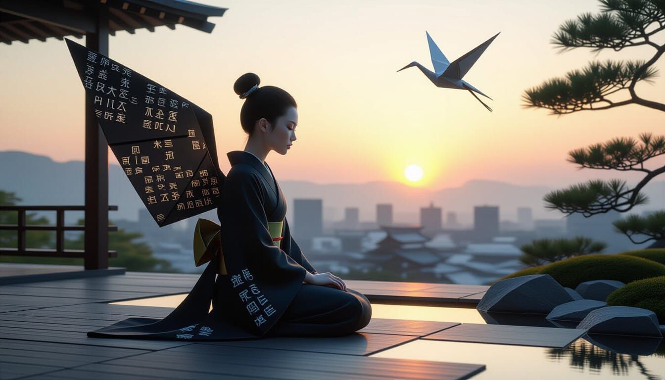 Android Unfolds Origami Wings in Zen Garden