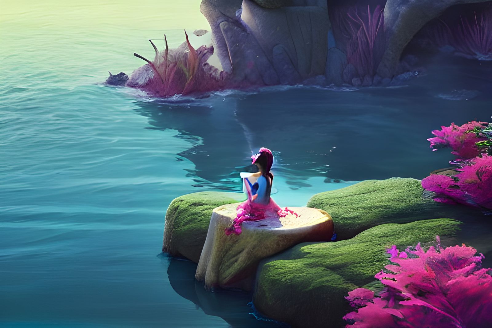 Siren's Song to Fish: Intricate Sci-Fi Drawing