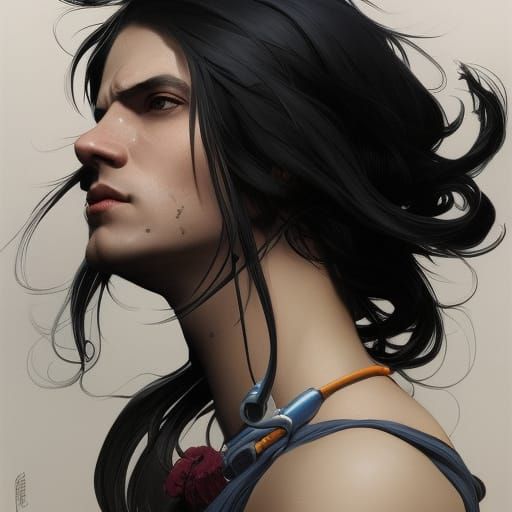 Detailed Portrait of a Dark-Haired Man