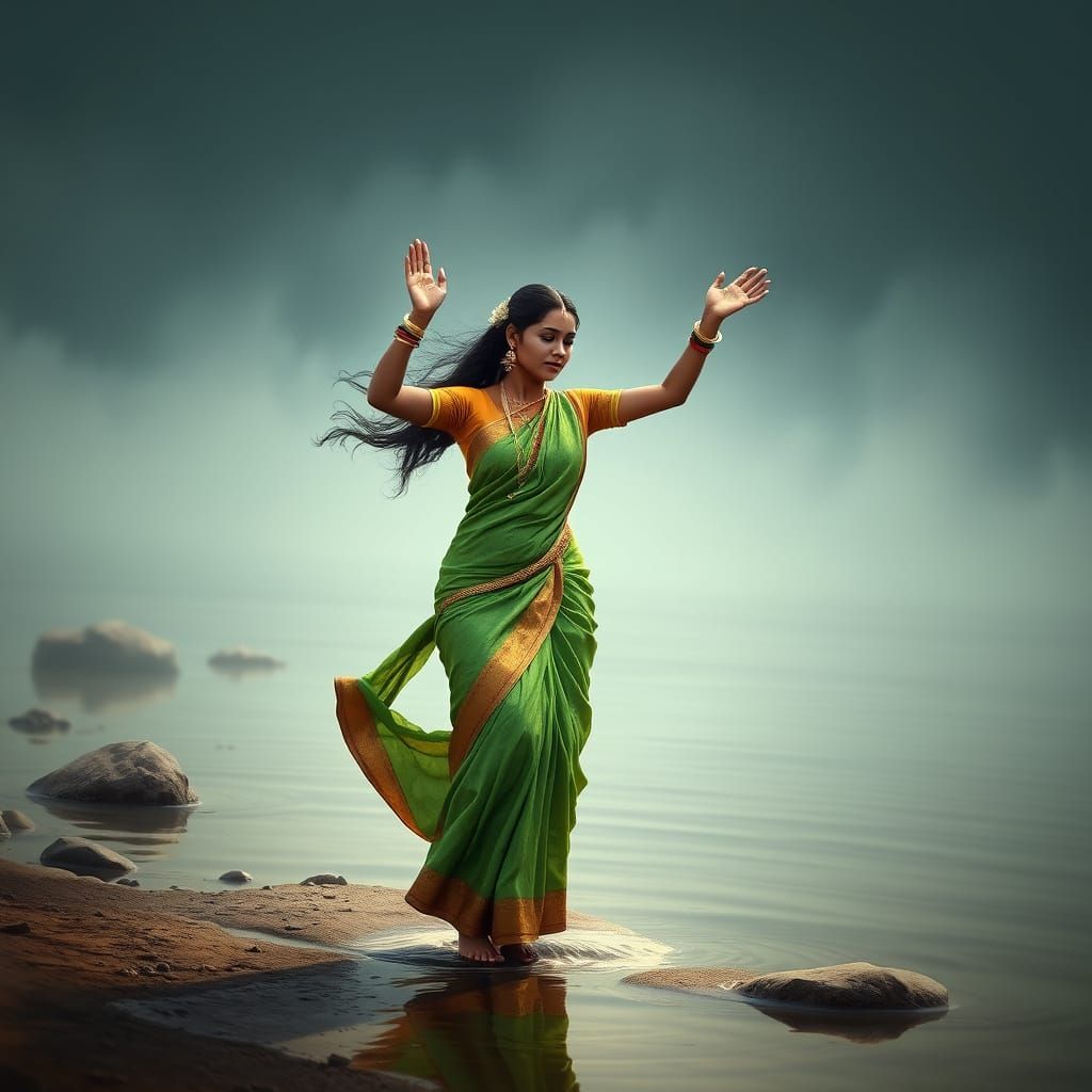 Indian Dancer by the Holy Saraswati River
