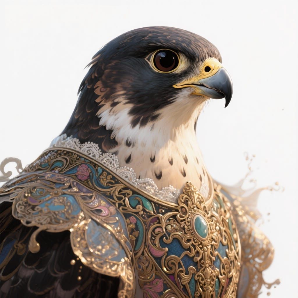 Cute Baroque Falcon Portrait in Dynamic Lighting