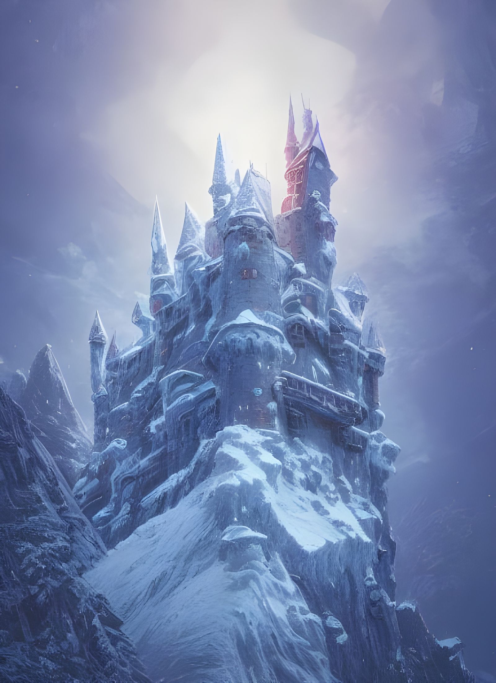 Frozen Castle on Snow Mountain, Digital Illustration