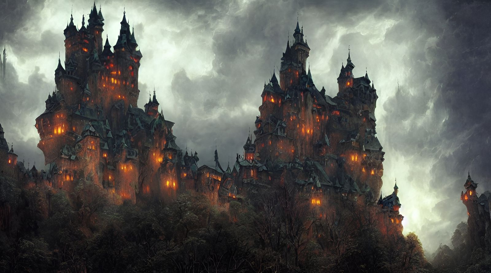 Sinister Dracula's Castle Concept Art in 4K
