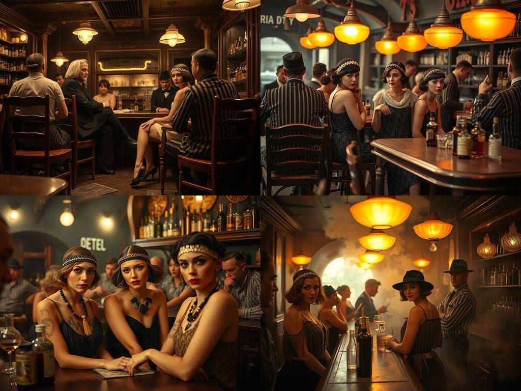 Prohibition Era Speakeasy in Sepia Tone