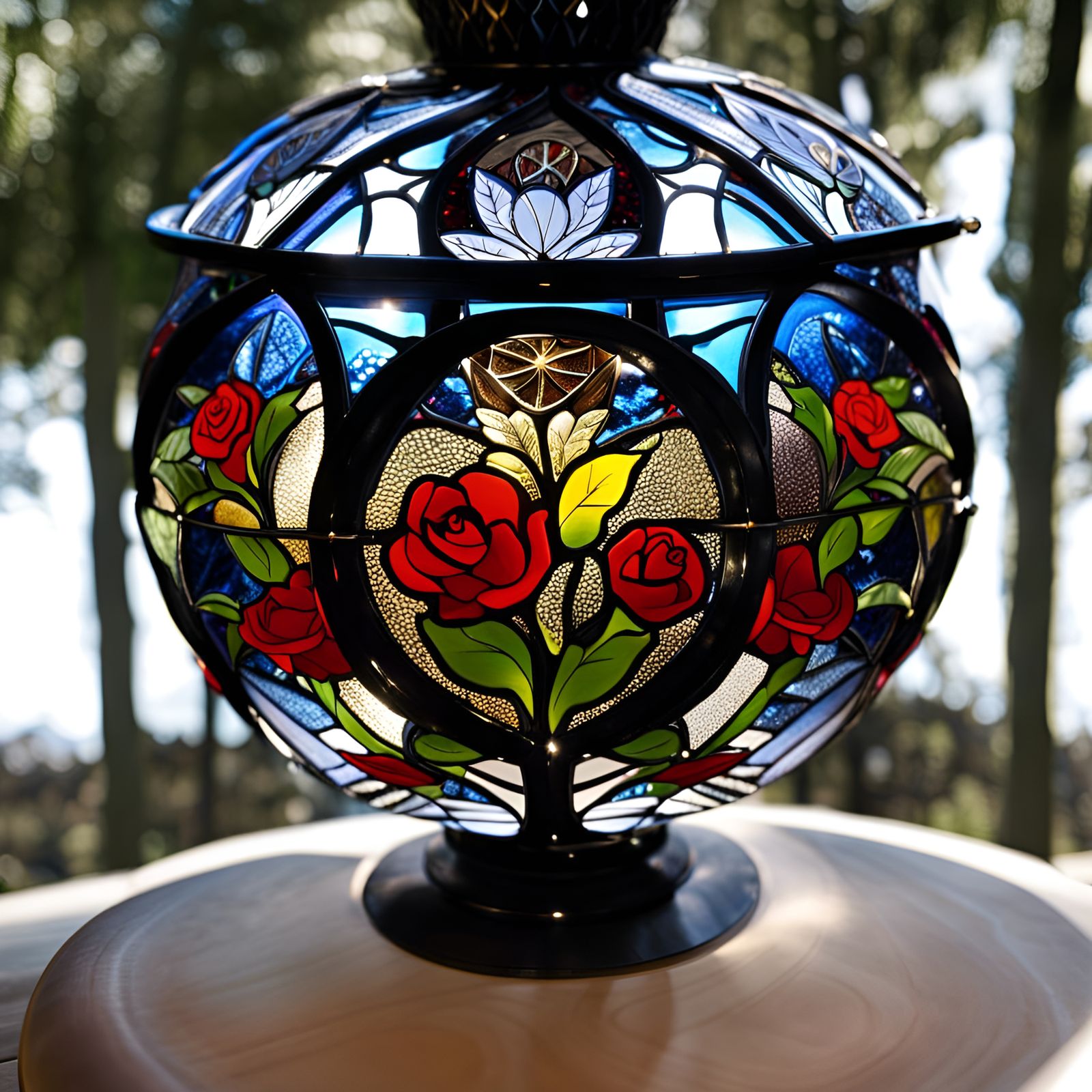 Stained Glass Eagle with Victorian Dark Fantasy Elements