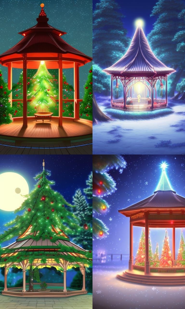 Anime Christmas Tree Gazebo, Studio Ghibli Style