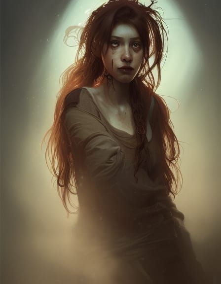 Zombie Apocalypse Girl Portrait in Hyperdetailed Style