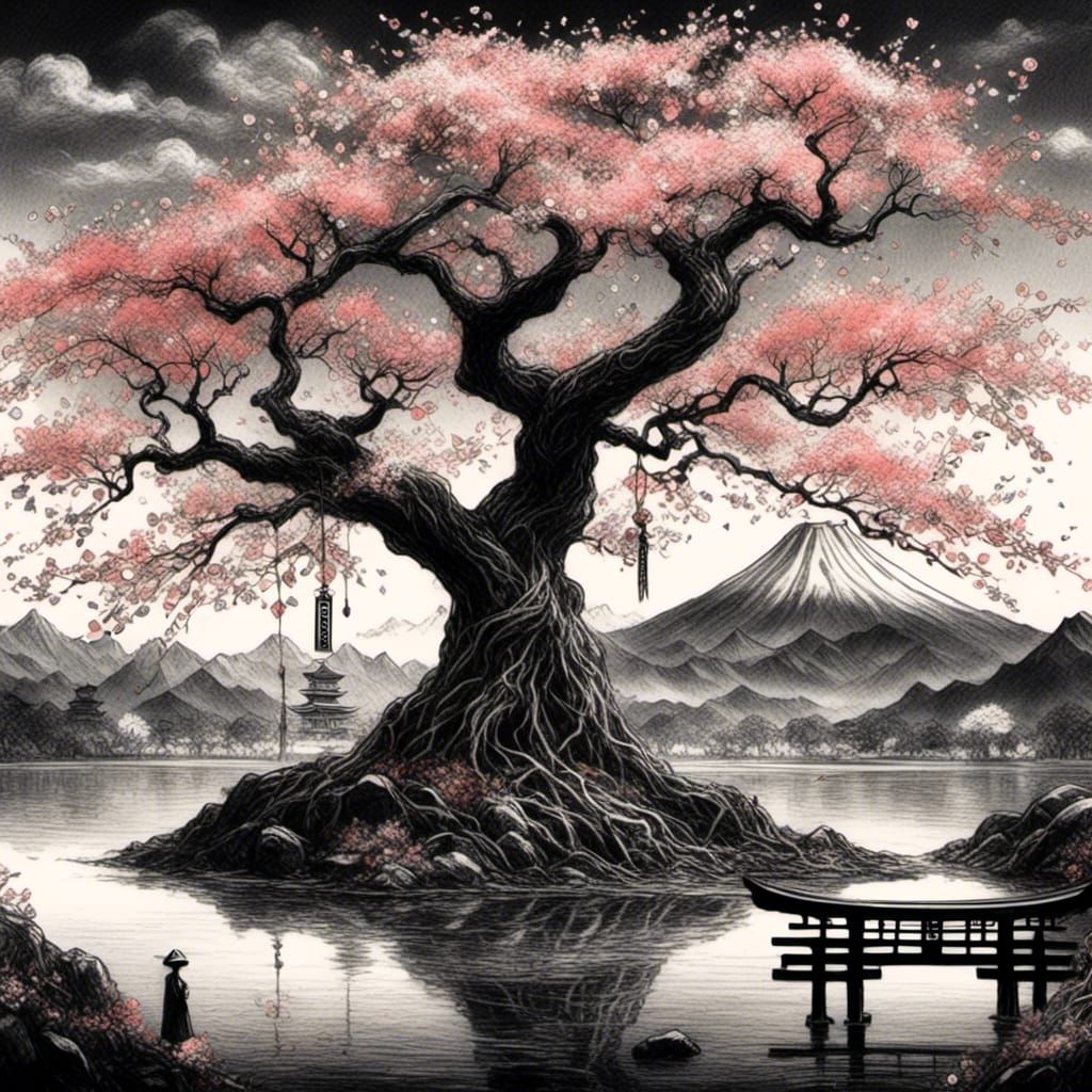 <lora:Crayon Doddles 1:1.0> A beautiful ancient sakura tree ...