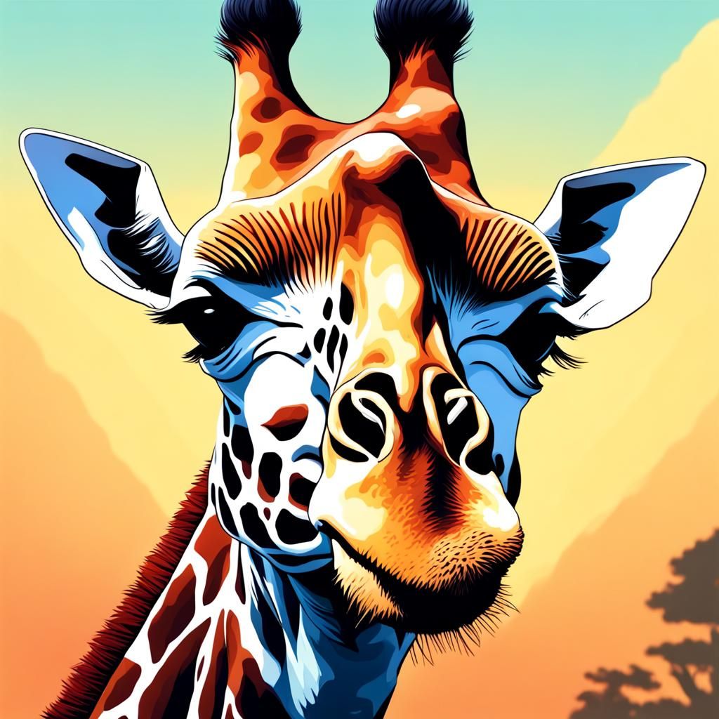 Giraffe in Safari: Hyperrealistic Splash Art