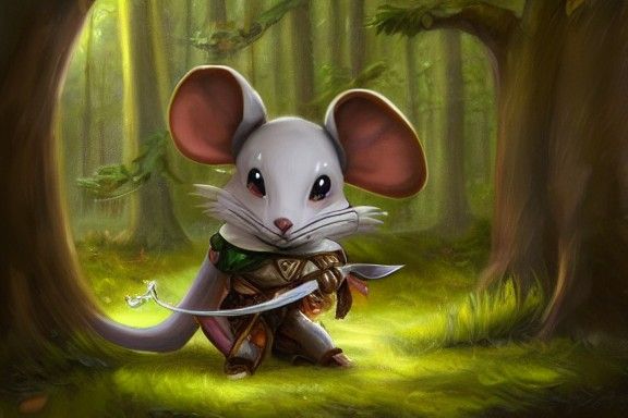 Whimsical Mouse Knight in Forest, Concept Art