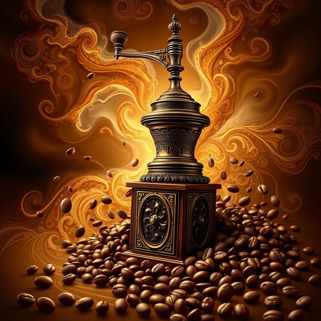 Cosmic Coffee Nebula Abstract Fractal Art