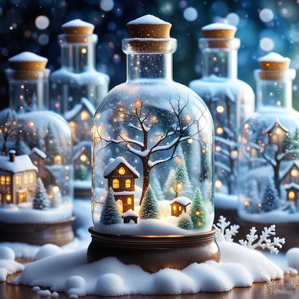 Whimsical Glass Garden with Glowing Christmas Lights