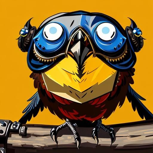 Steampunk Bird with Plague Mask in Dark Fantasy Style