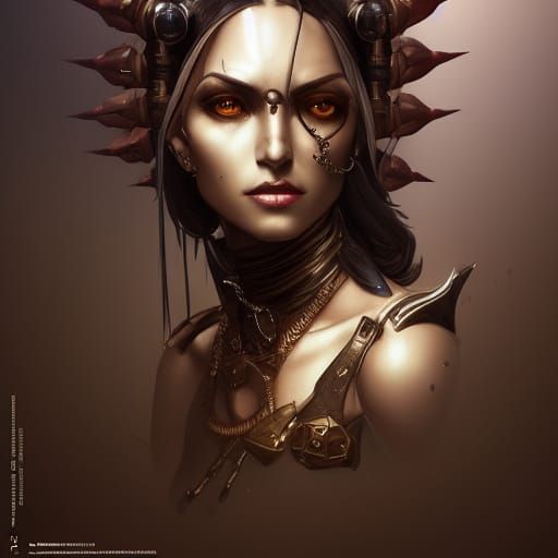 Steampunk Dark Elf Portrait in Hyperdetailed Style