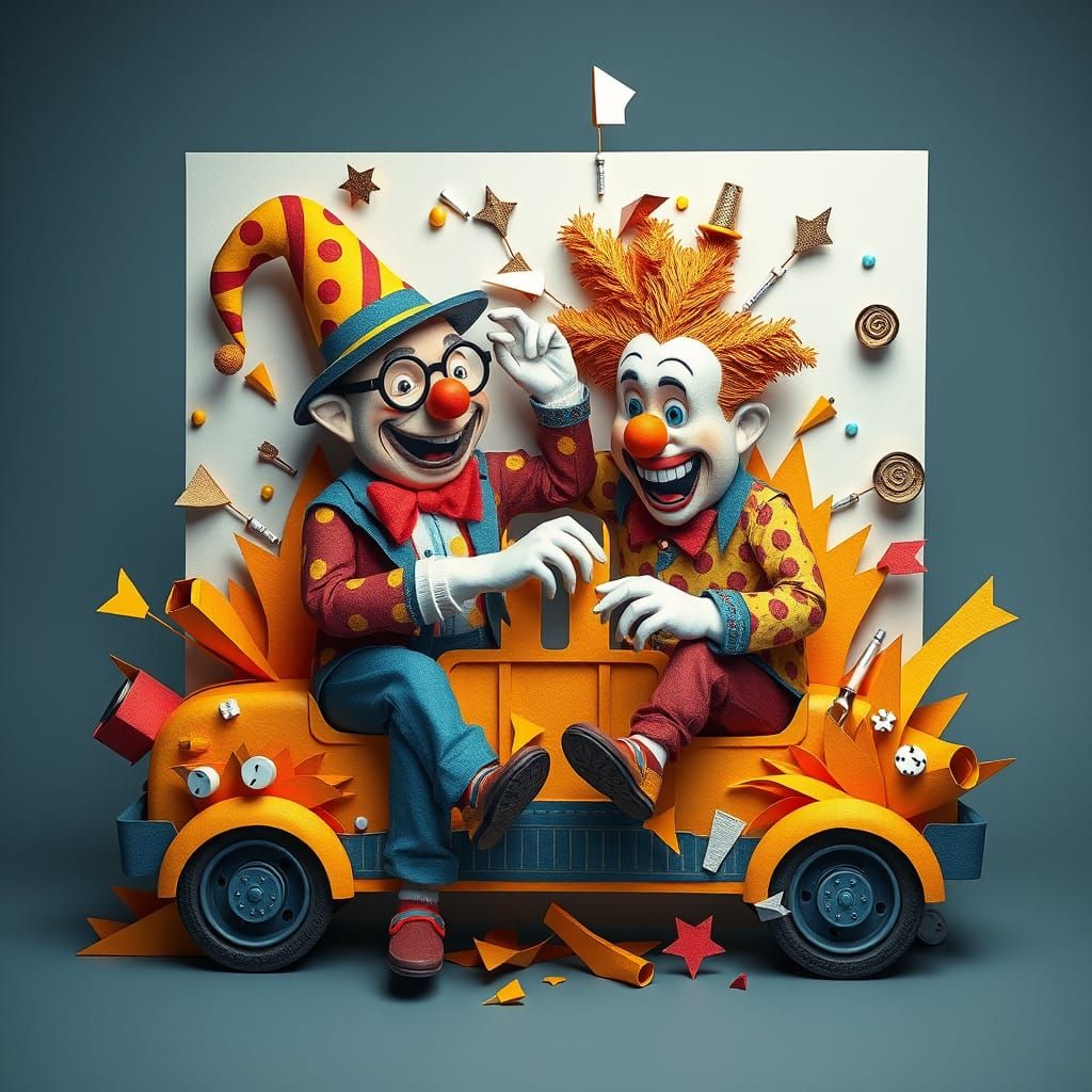 Kirigami Paper Art of a Slapstick Disaster