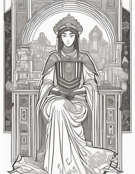 Art Nouveau African Princess Storybook Illustration