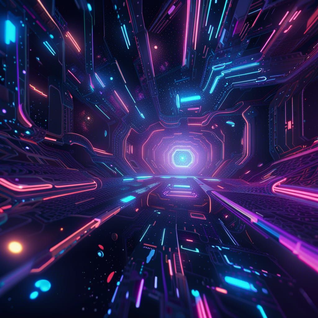 Surreal 4th Dimension in Futuristic Techno Style