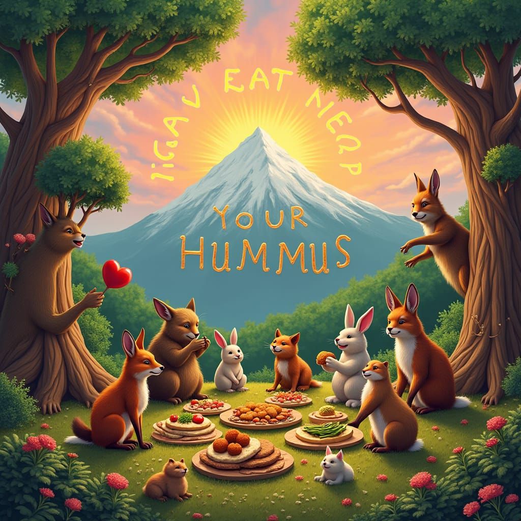 Whimsical Forest Feast with Dancing Trees