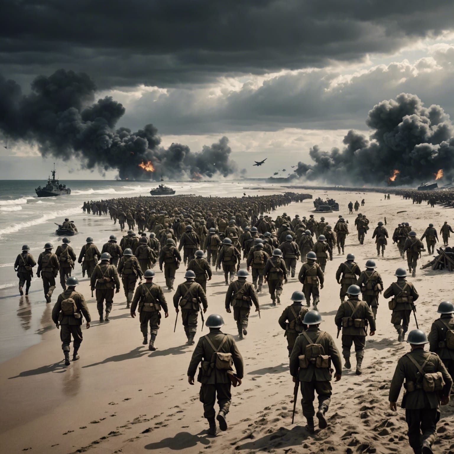 Allies Storming the Beach: Dramatic Digital Painting