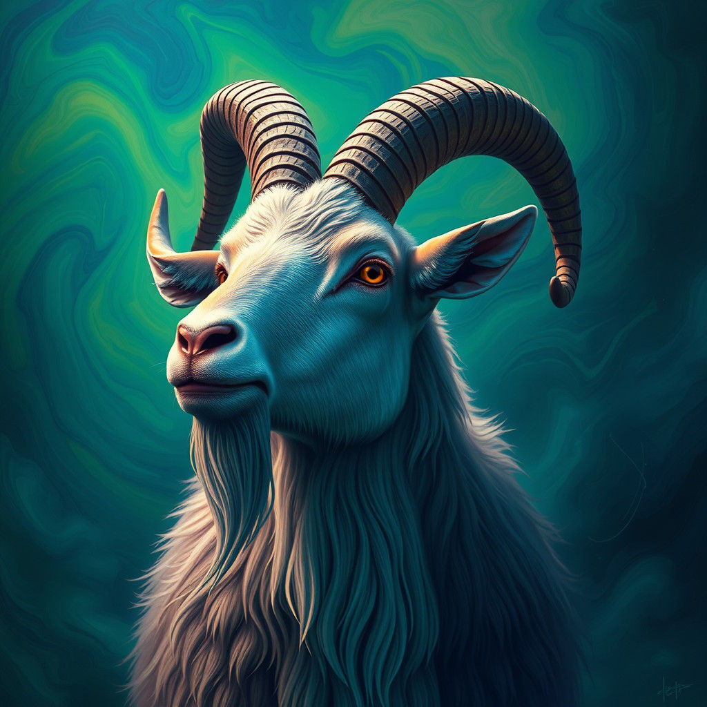 Majestic Goat in a Mystical Realm