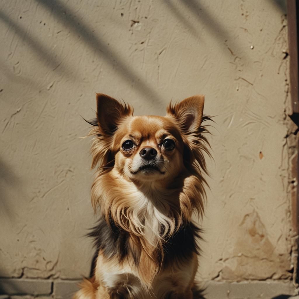 Cinematic Long-Haired Chihuahua Film Still