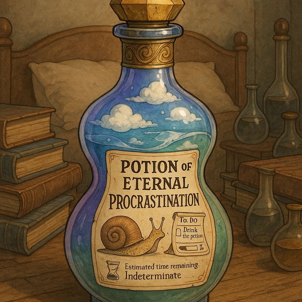 Whimsical Potion Bottle with Lavender and Sage Green Hourgla...