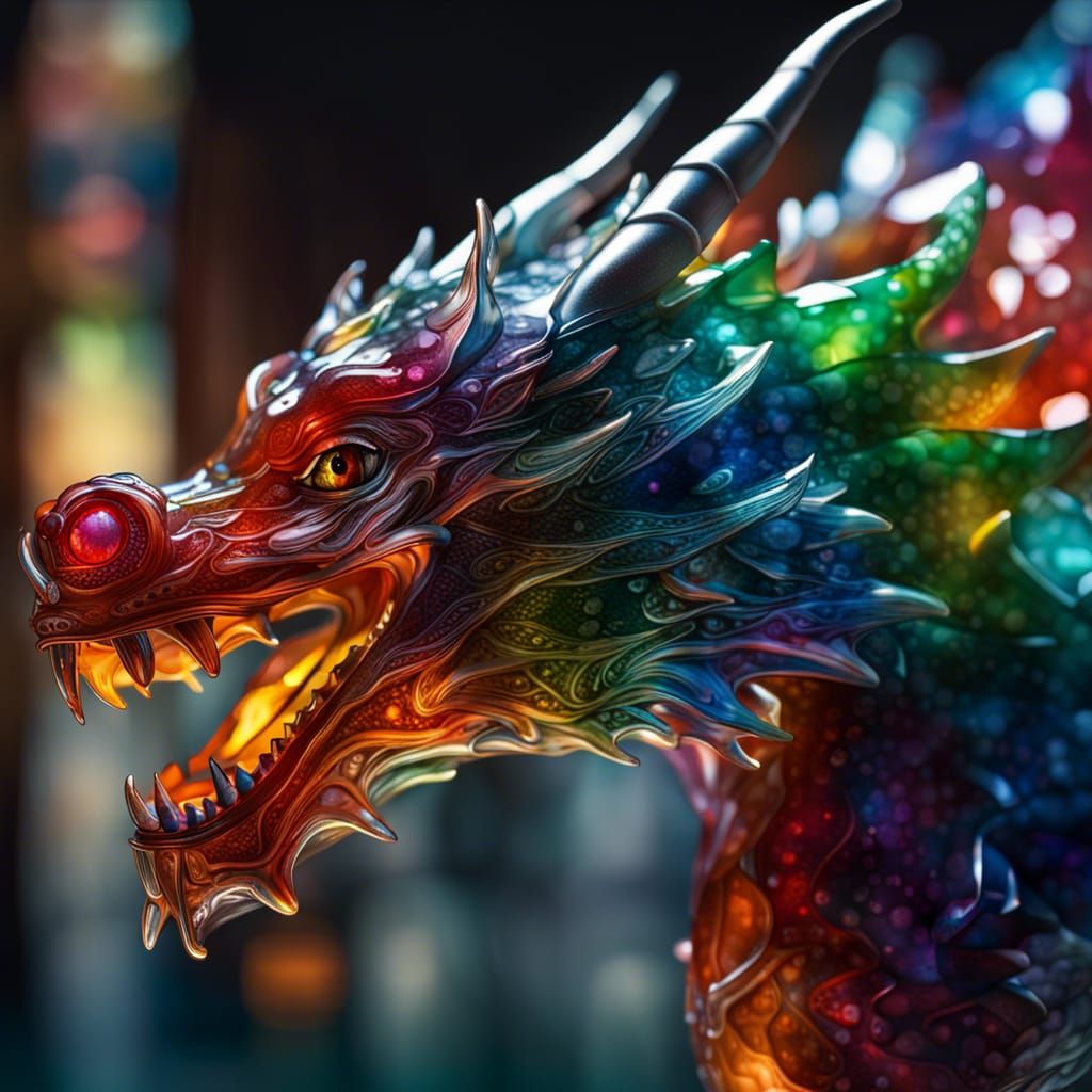 Intricately Detailed Glass Dragon Splash Art