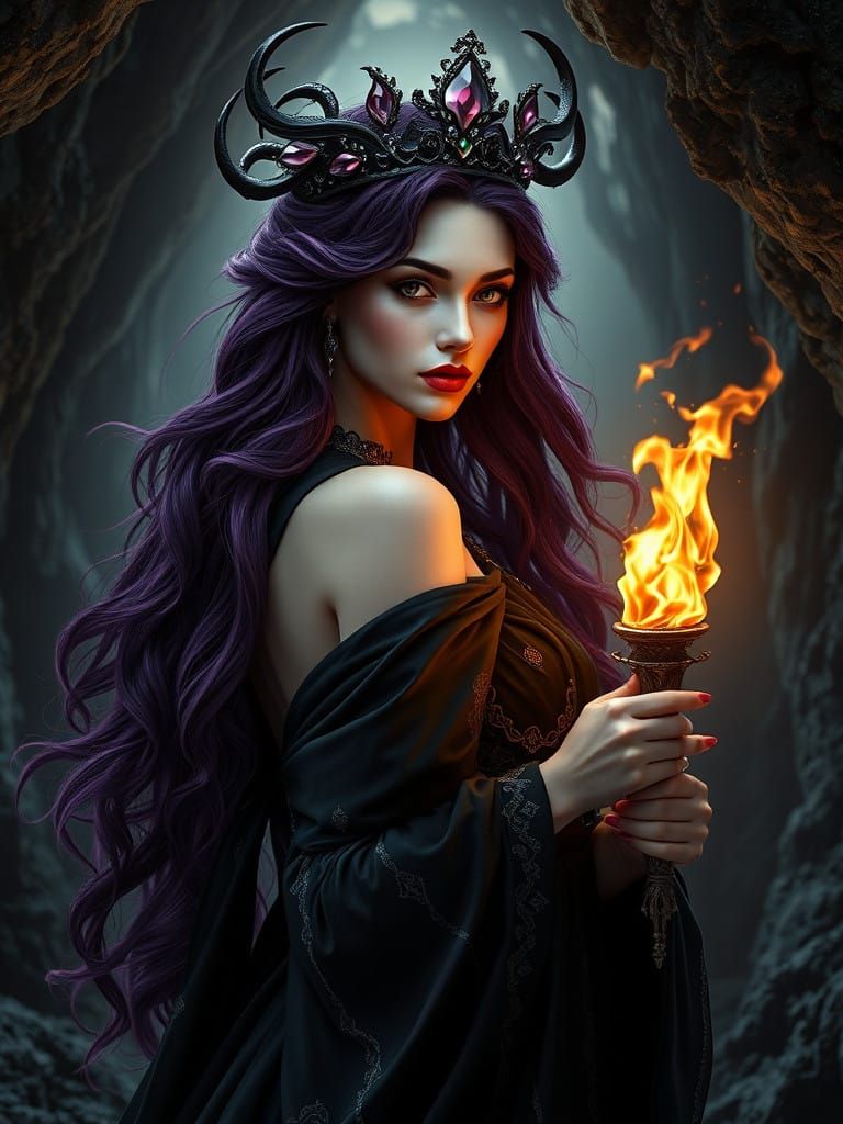 Enchantress of Mystical Realms in Dark Fantasy Style