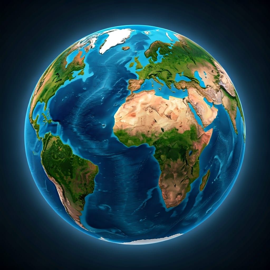 Earth with Seven Watery Continents