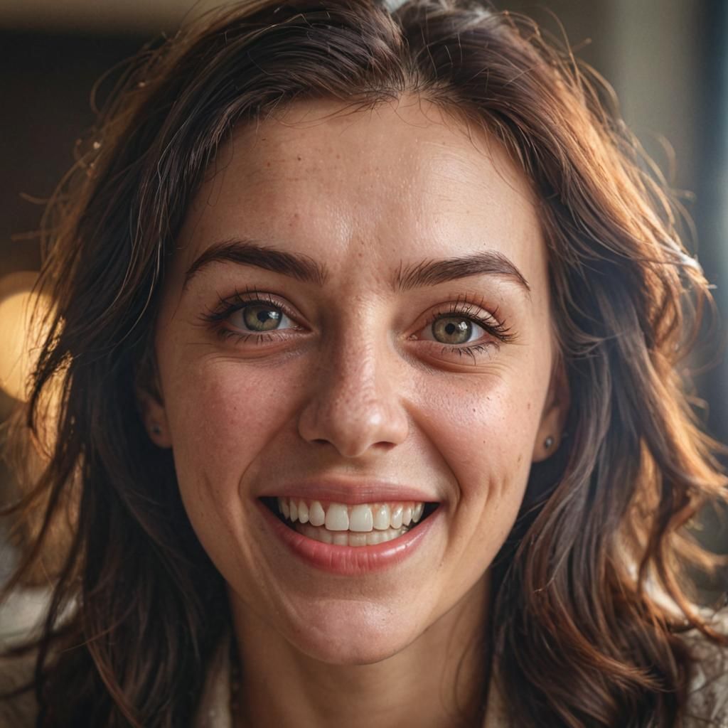 Hyper Realistic Portrait of a Laughter-Captivating Woman