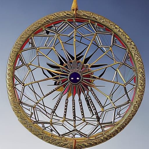 Vibrant American Indian Dreamcatcher with Feathers