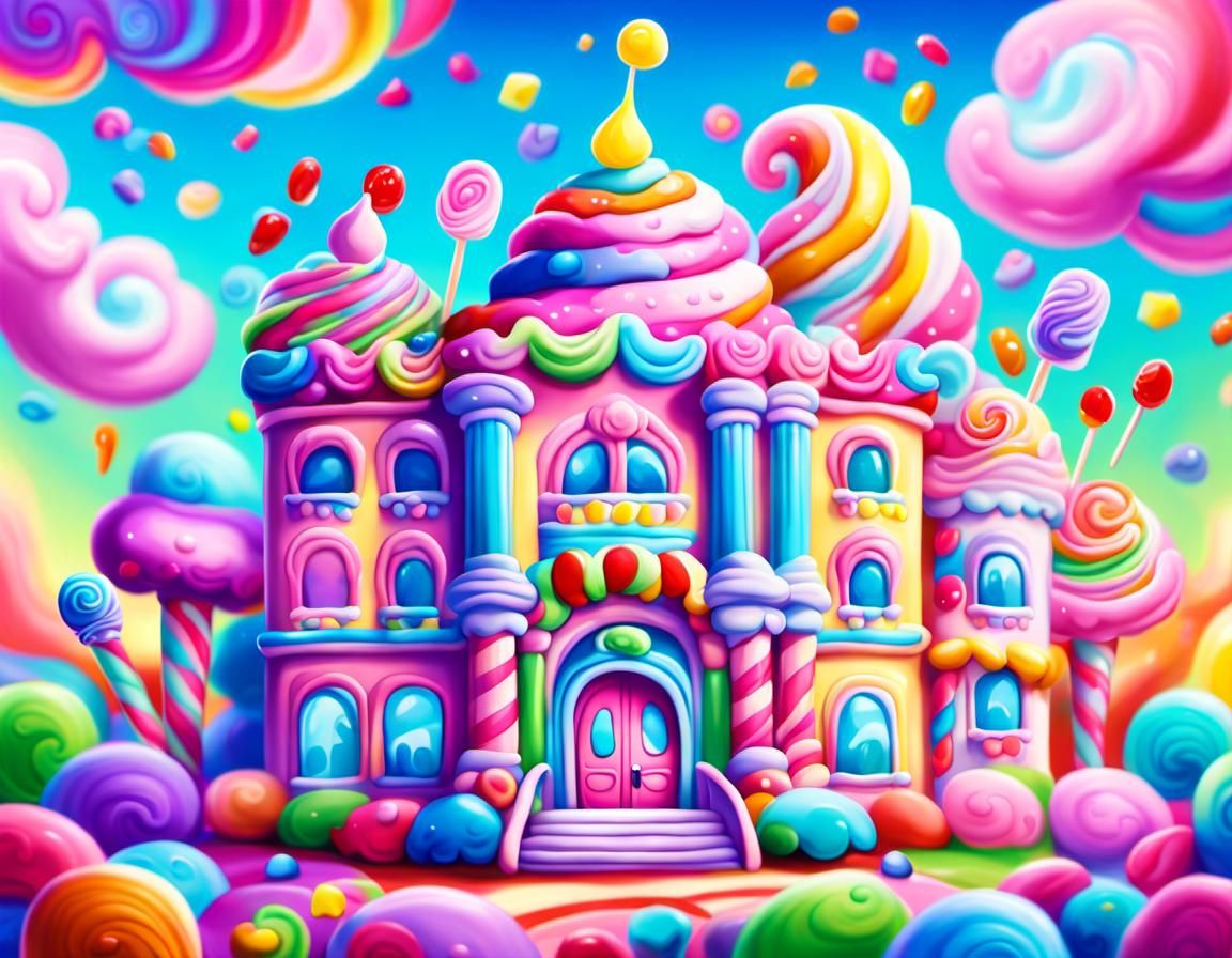 Colorful Ice Cream Palace in Whimsical Candyland