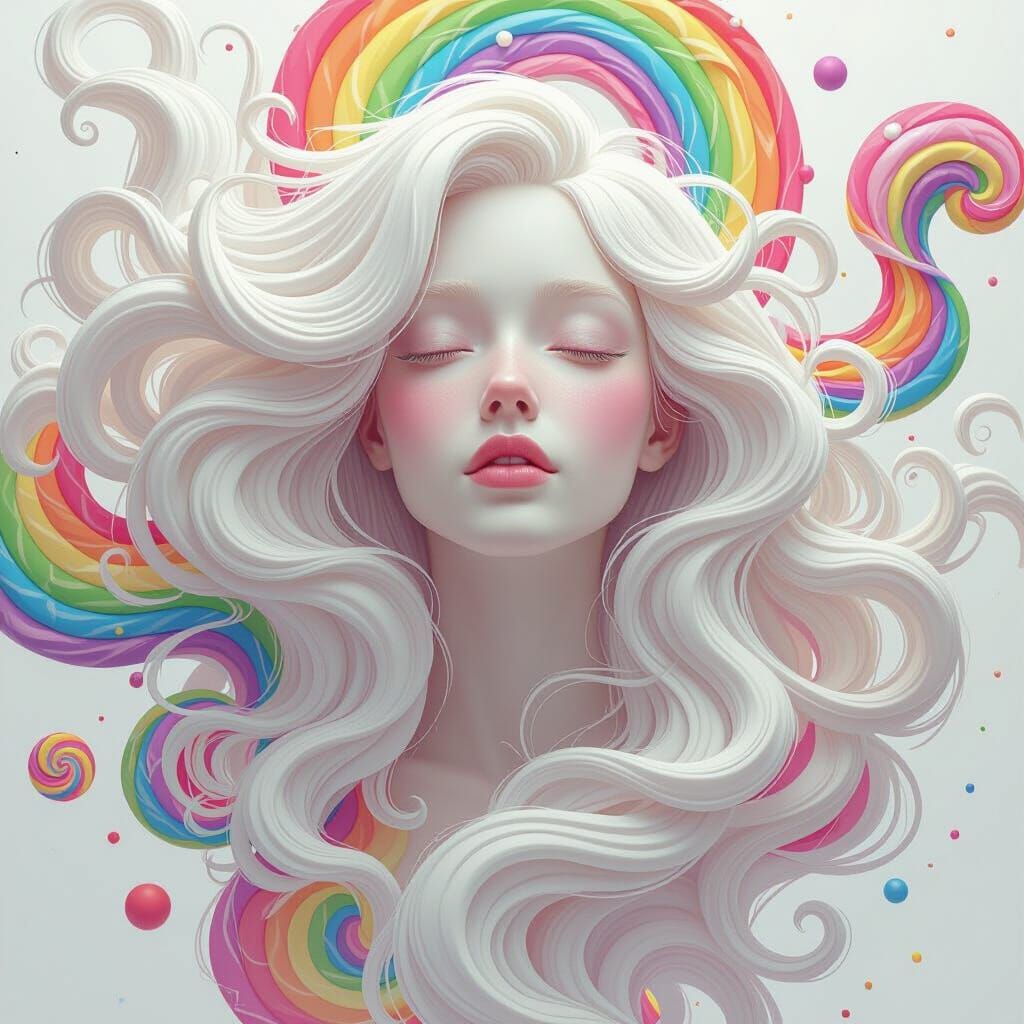 Ethereal Smoke Woman with Flowing Hair in Dreamy Gouache