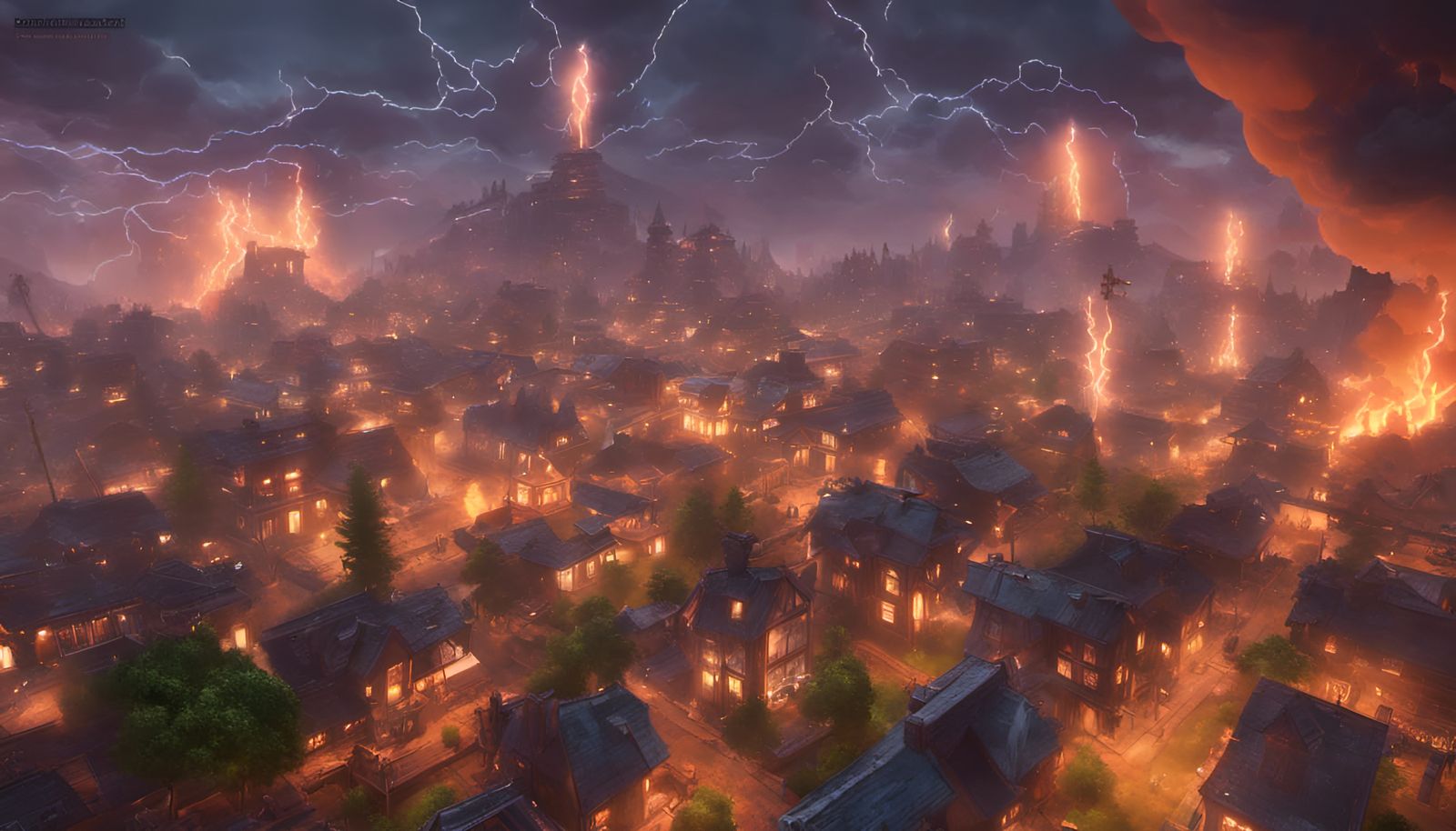 Fortnite , Powerfully Glowing Fire and Lightning Storm of Blazing Electrified Conflagration. "Futuristic metropolis hype...