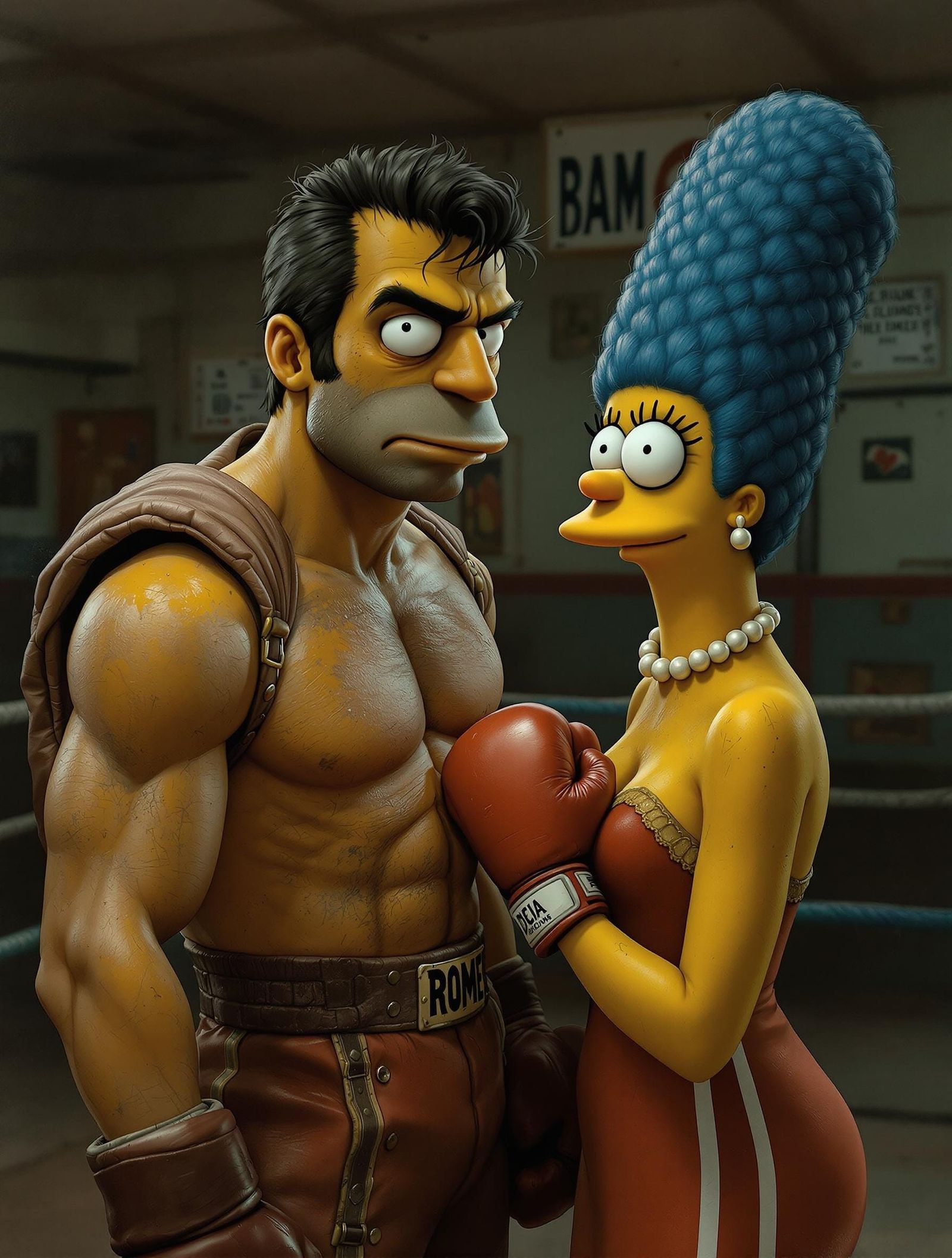 Boxer and Wife Portrait in Gritty Realism Style