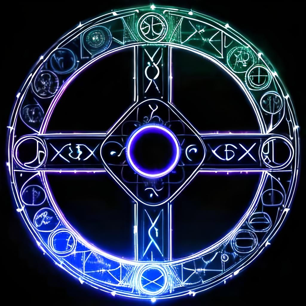 Eldritch Magical Object in Neon Cityscape