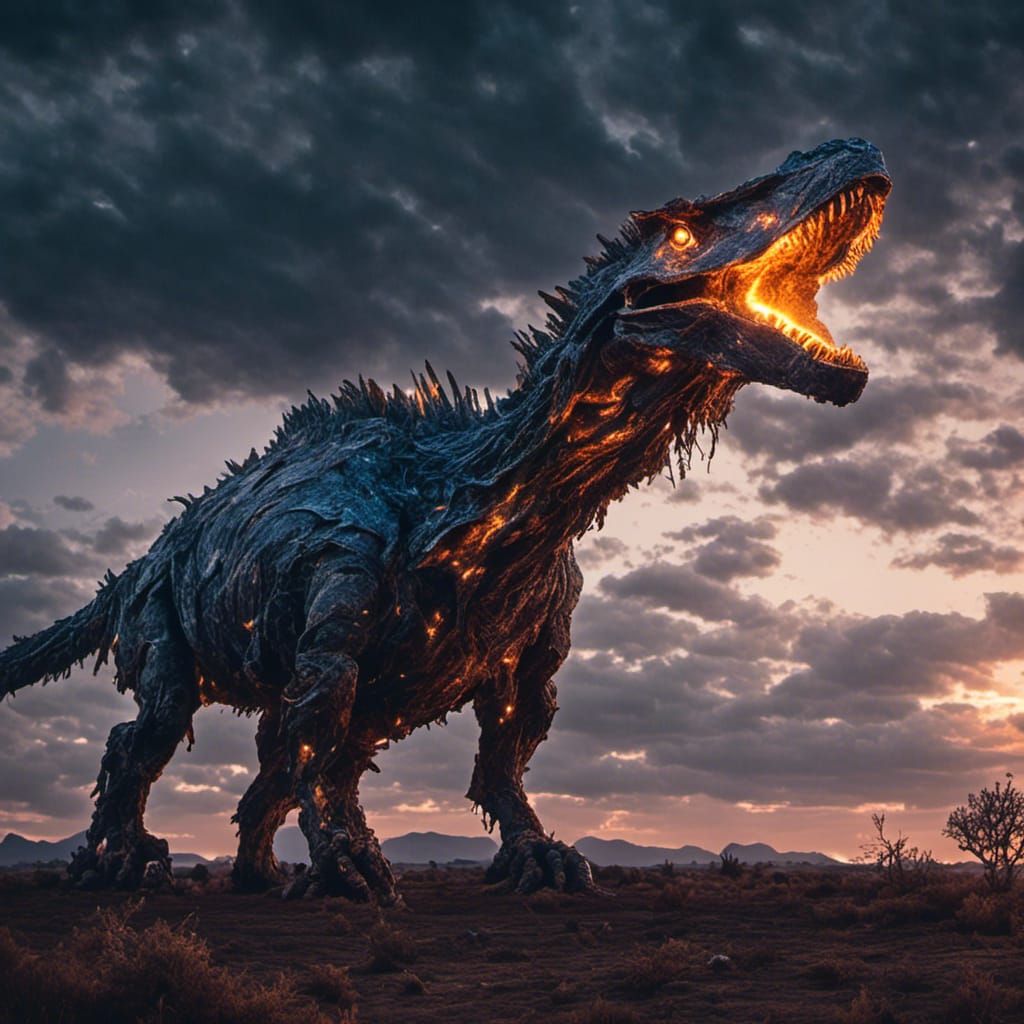 Radiant Giant Wandering Across Night Field