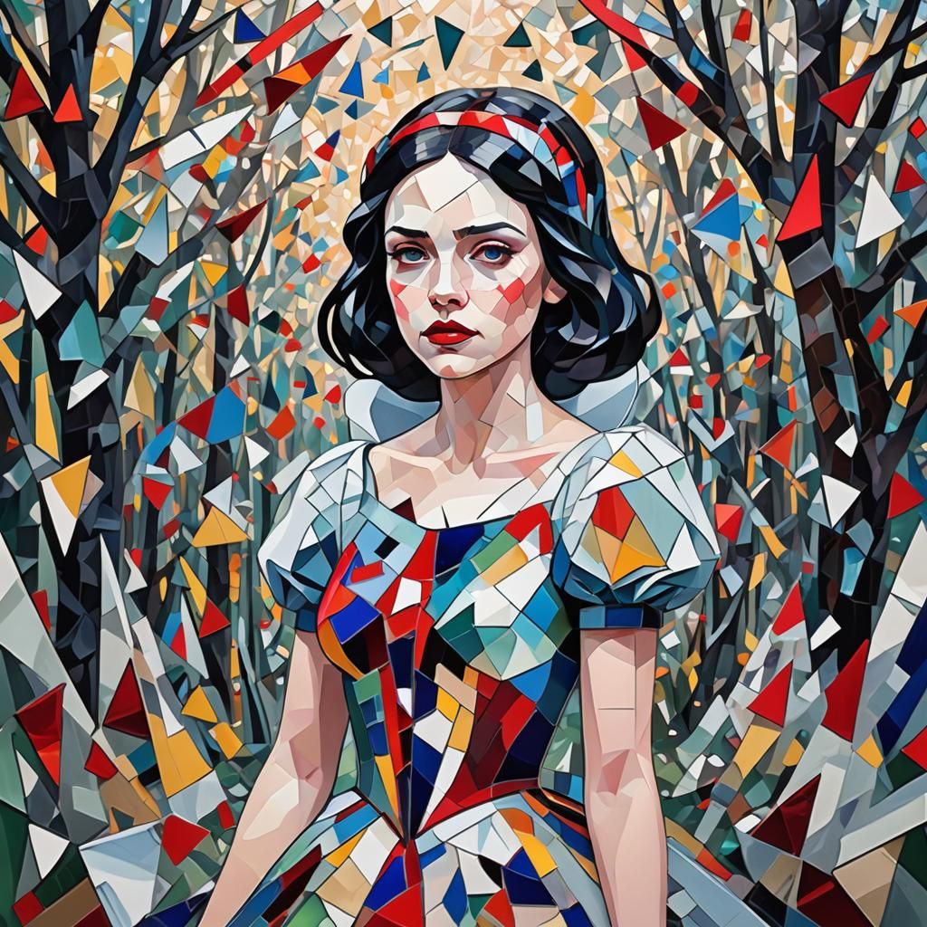 Snow White in Abstract Cubism Style